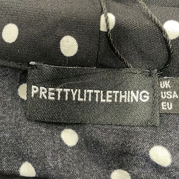NWT PrettyLittleThing Black White Polka Dot Wrap Dress. Size 4 S small - Picture 7 of 10